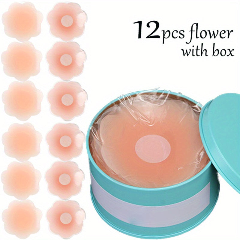 12-Pack Silicone Adhesive Bra Inserts Wireless Opaque Breast Forms for Low-Cut Dresses