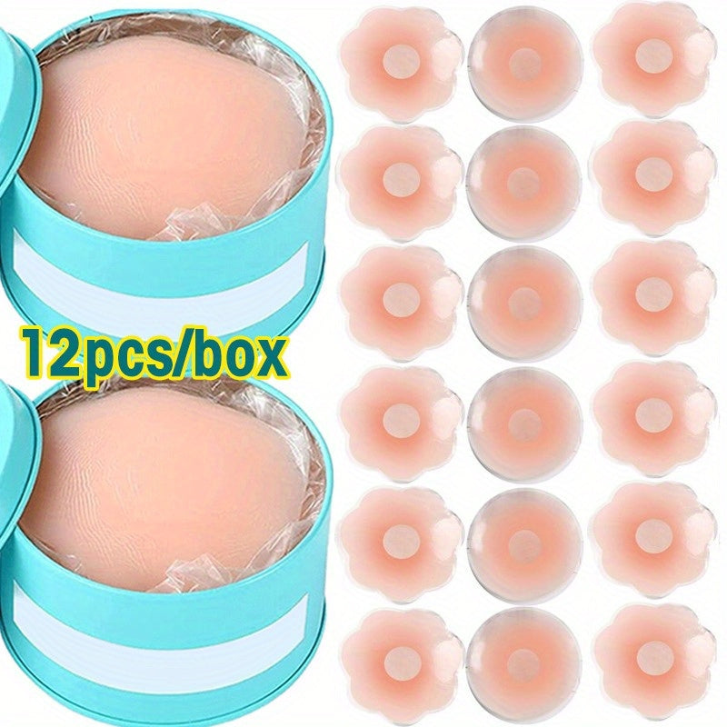 12-Pack Silicone Adhesive Bra Inserts Wireless Opaque Breast Forms for Low-Cut Dresses
