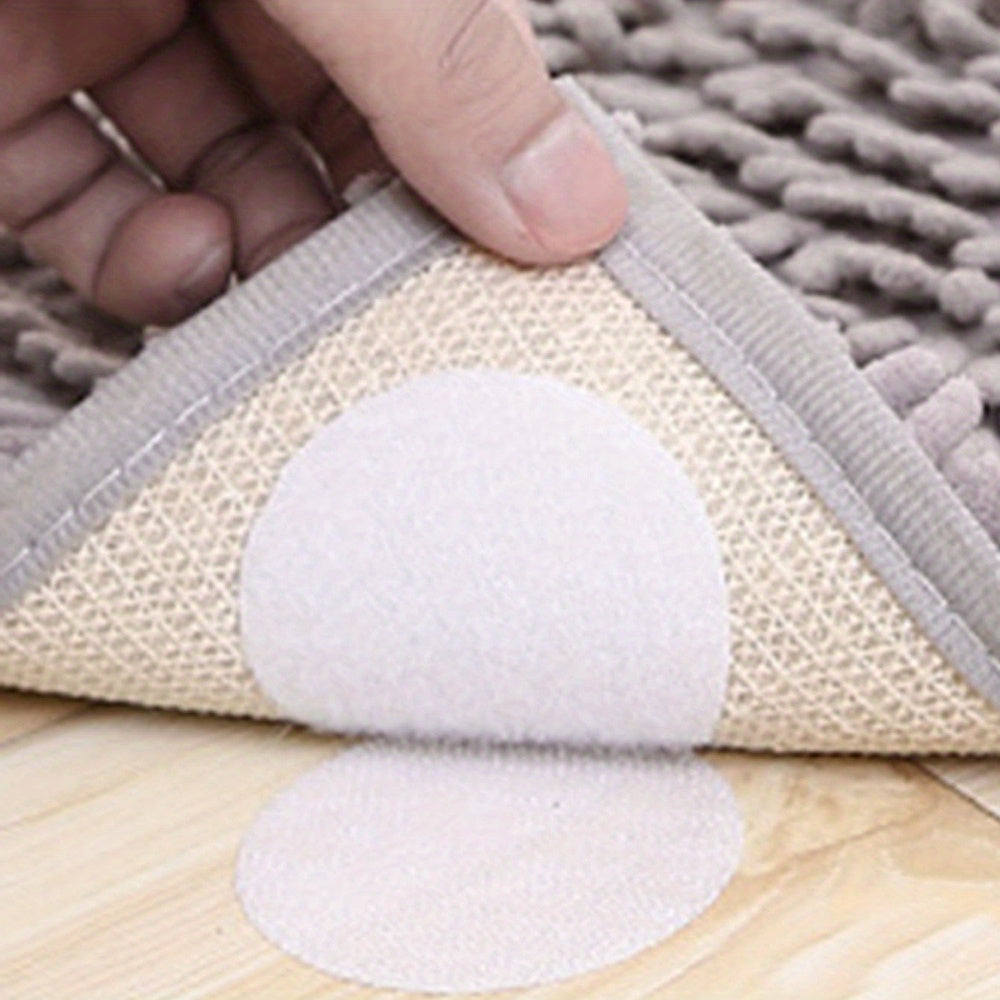 15 ta qayta ishlatiladigan ikki tomonlama yopishqoq padlar to'plami - Qoldiqsiz, gilamlar, stol qoplamalari va divanlarni mustahkamlash uchun anti-slip - Oq Dacron va Spandexdan tayyorlangan