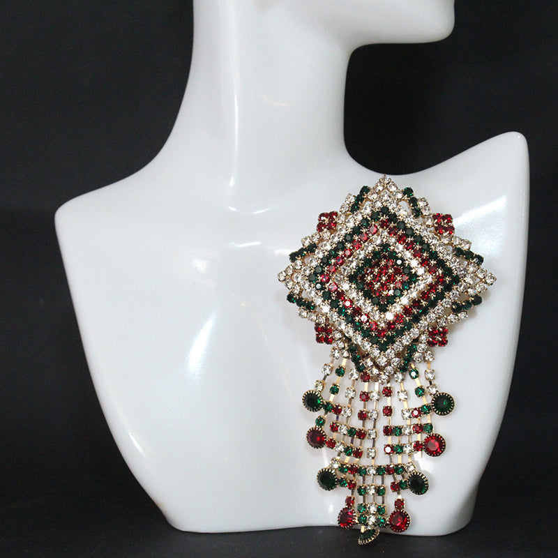 Rhinestone Tassel Brooch for Women Elegant Fashion Accessory