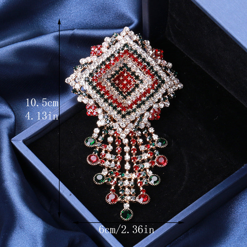 Rhinestone Tassel Brooch for Women Elegant Fashion Accessory
