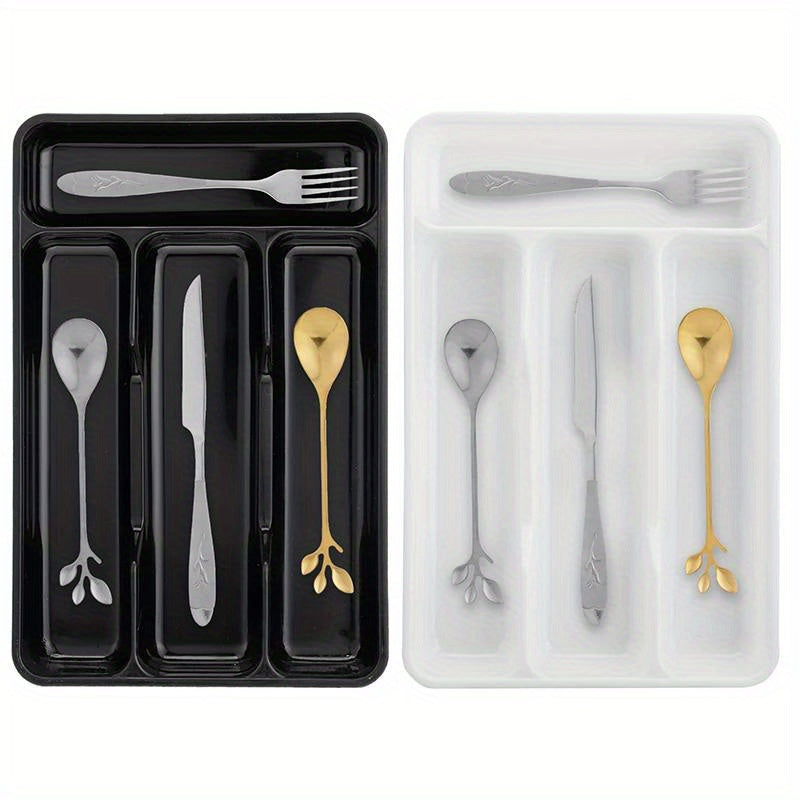 Kitchen Drawer Divider Organizer Tray with Compartments, Durable Plastic Cutlery Storage