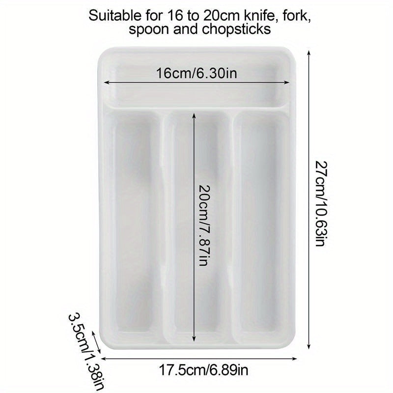 Kitchen Drawer Divider Organizer Tray with Compartments, Durable Plastic Cutlery Storage
