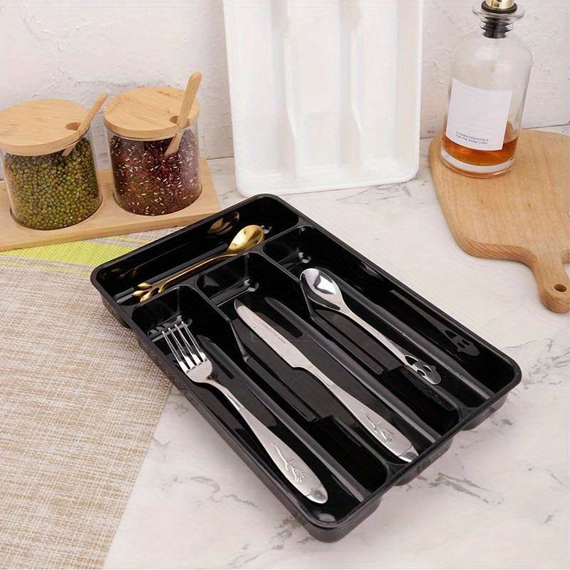 Kitchen Drawer Divider Organizer Tray with Compartments, Durable Plastic Cutlery Storage