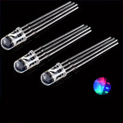 Paquete de 50/100 diodos LED RGB de 5mm, transparente, ánodo común, para circuitos y proyectos DIY