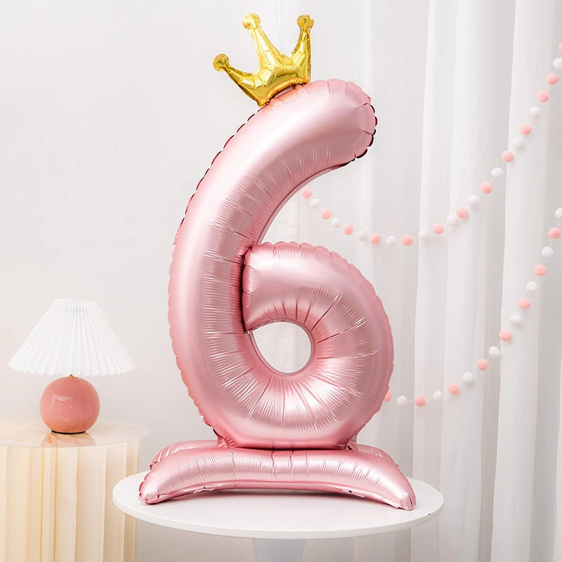 42 Inch Pink Crown Number Balloon for Birthdays and Celebrations Made of Durable Aluminum Foil