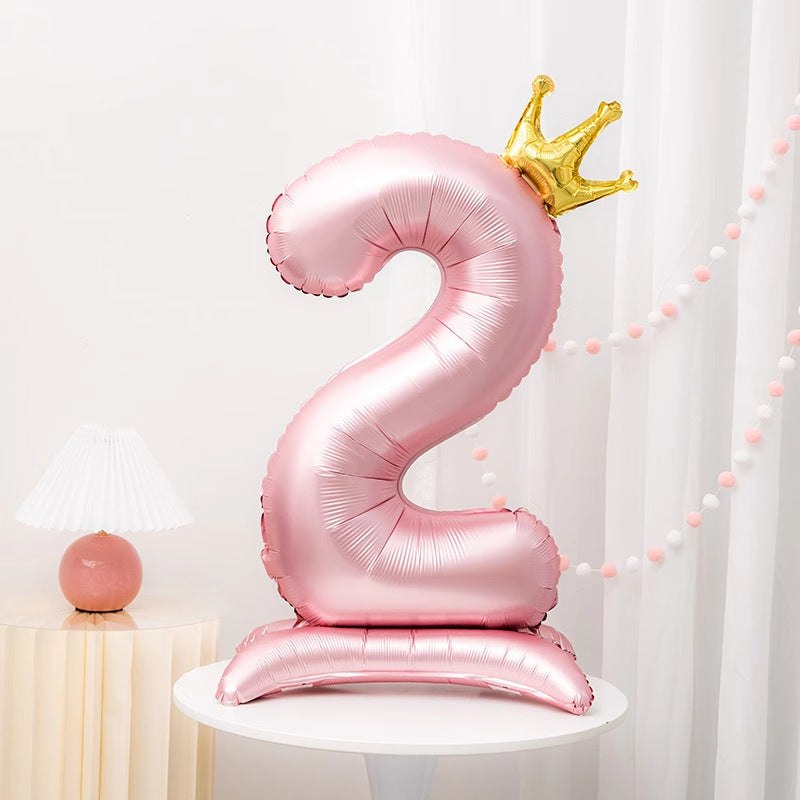 42 Inch Pink Crown Number Balloon for Birthdays and Celebrations Made of Durable Aluminum Foil