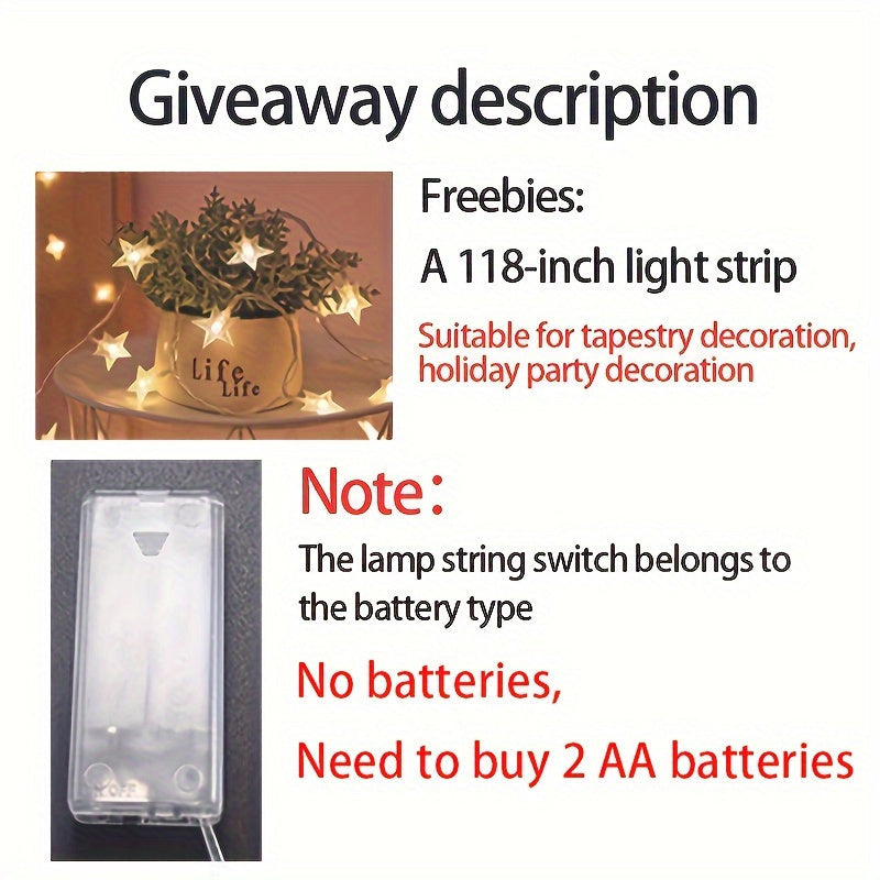 Light-Up Tree Tapestry with Crystal Tassels Battery-Operated LED Wall Decor for Living Room