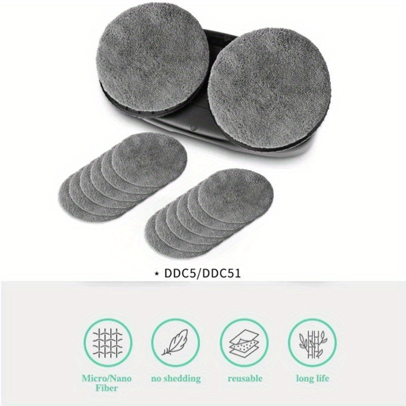 12-Pack Microfiber Mop Pads for Robotic Window Cleaners Floor Cleaning Machine Washable