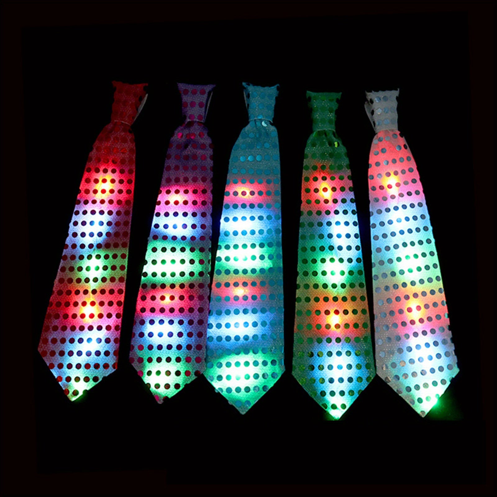 LED Flash Necktie for Men with Button Batteries for Party and Festive Events