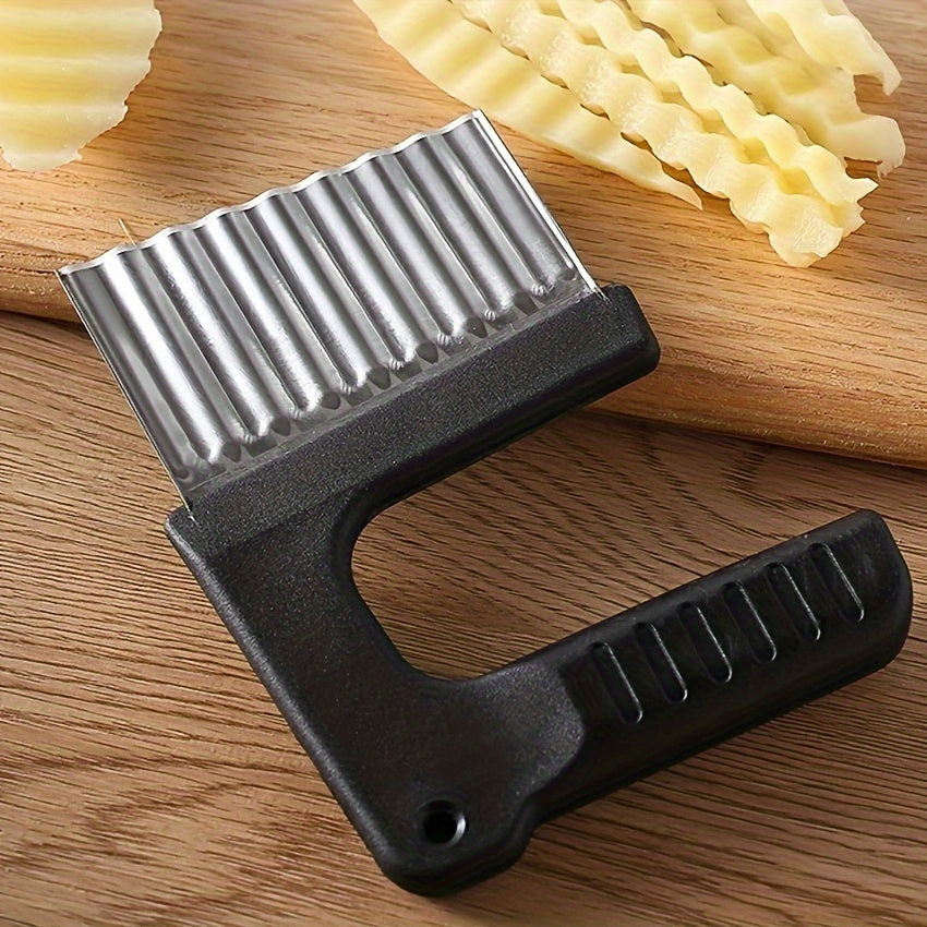 Stainless Steel Crinkle Cut Knife Wavy Slicer for French Fries Veggies Salads