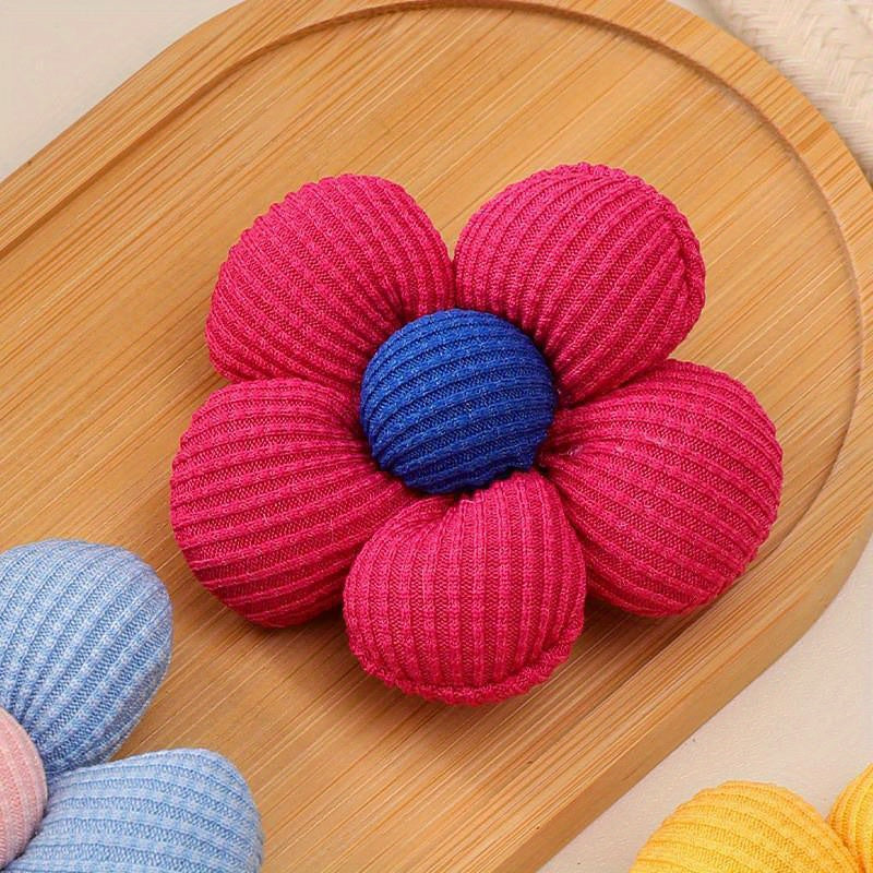 Pastel 3D Padded Flower Hair Clips and Brooches Set for Girls, Handmade Fabric Accessories