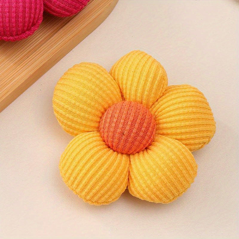 Pastel 3D Padded Flower Hair Clips and Brooches Set for Girls, Handmade Fabric Accessories