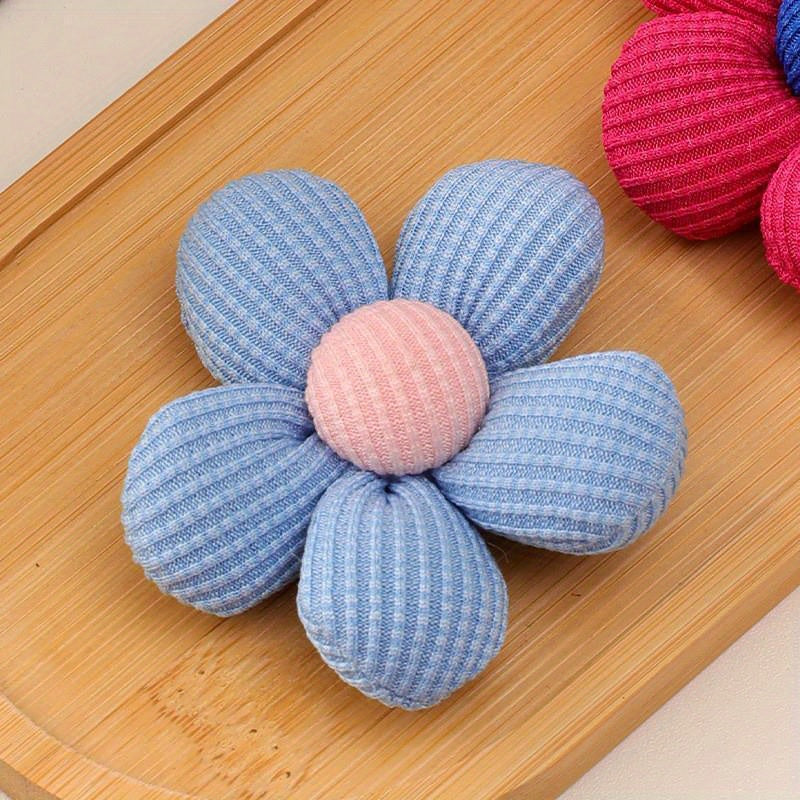 Pastel 3D Padded Flower Hair Clips and Brooches Set for Girls, Handmade Fabric Accessories
