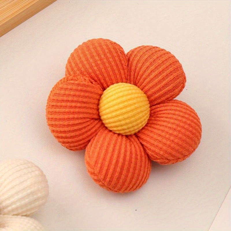 Pastel 3D Padded Flower Hair Clips and Brooches Set for Girls, Handmade Fabric Accessories