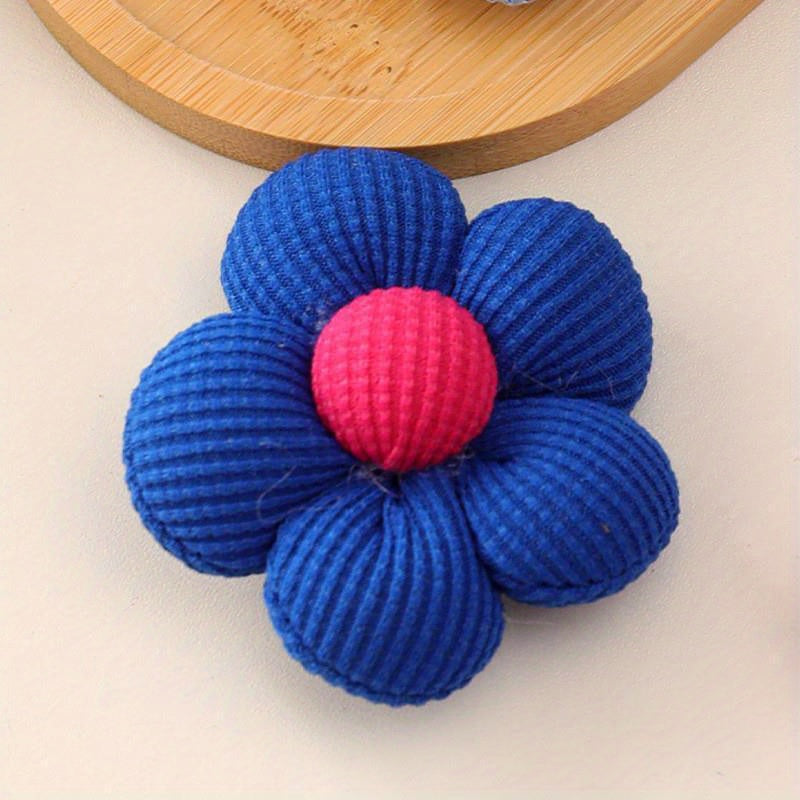 Pastel 3D Padded Flower Hair Clips and Brooches Set for Girls, Handmade Fabric Accessories