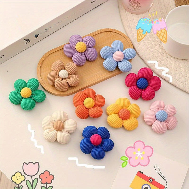 Набор заколок и брошей с 3D пастельными цветами и мягкой набивкой для девочек, ручная работа из ткани