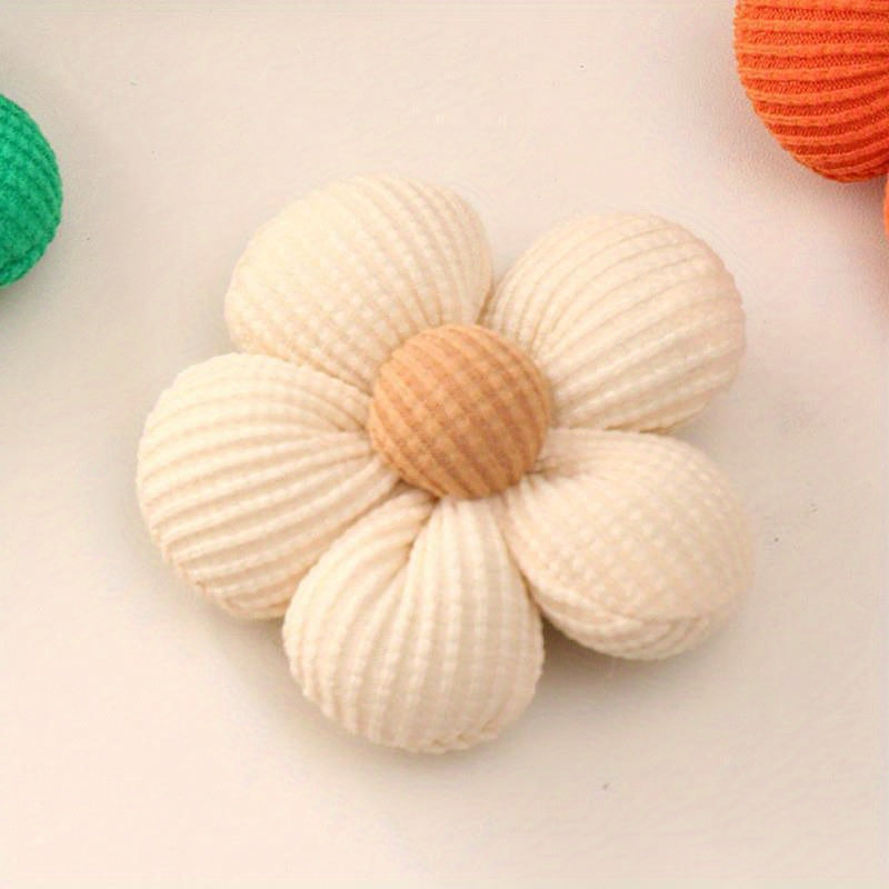 Pastel 3D Padded Flower Hair Clips and Brooches Set for Girls, Handmade Fabric Accessories