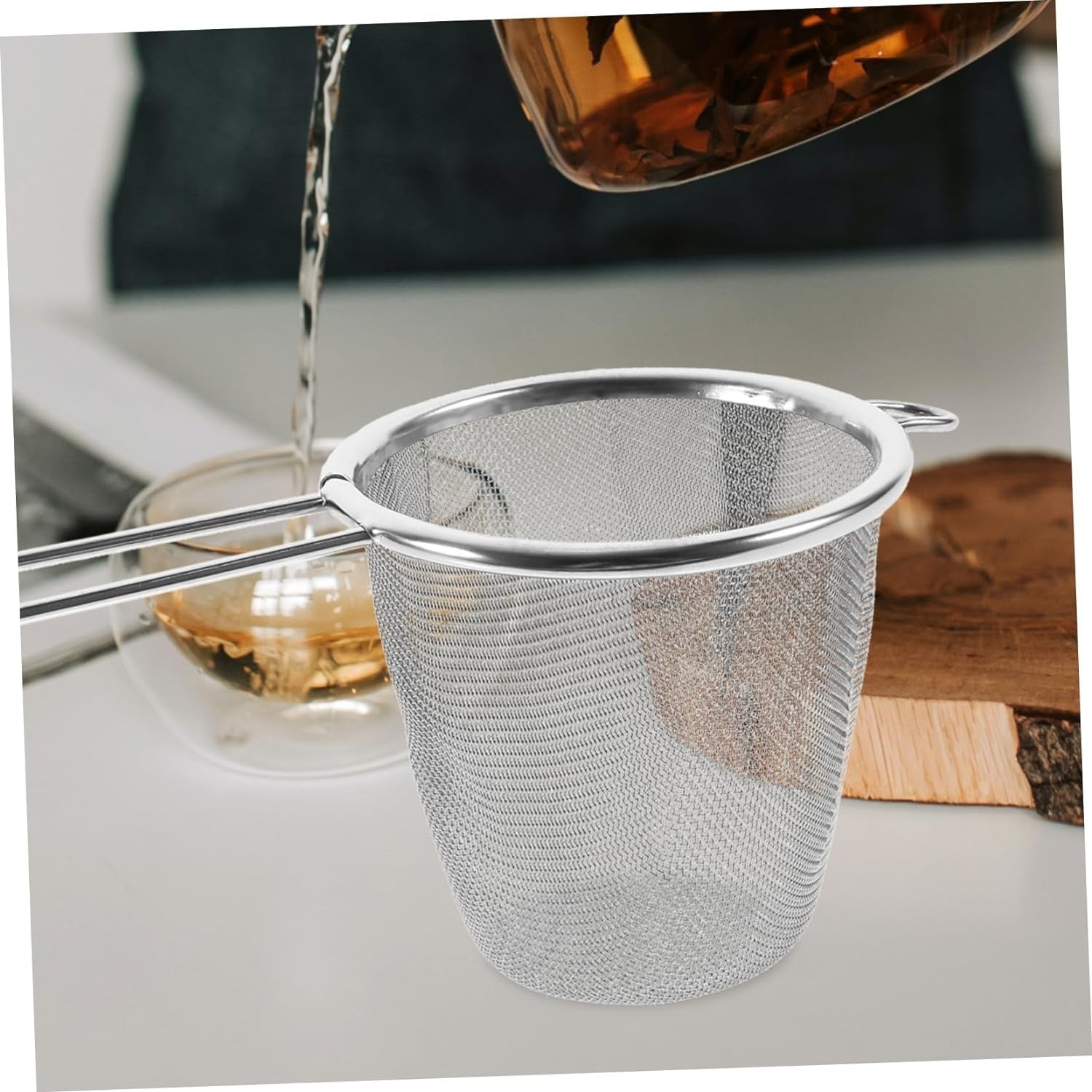 Qayta ishlangan 2 ta zanglamaydigan po'latdan yasalgan choy filtrlar to'plami, quruq choyni filtrlash va infuz qilish uchun