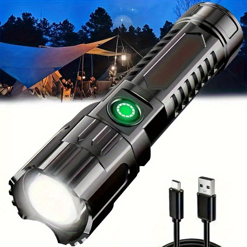 Rechargeable LED Flashlight 13cm with 3 Modes USB Cable Included Outdoor Camping Emergency