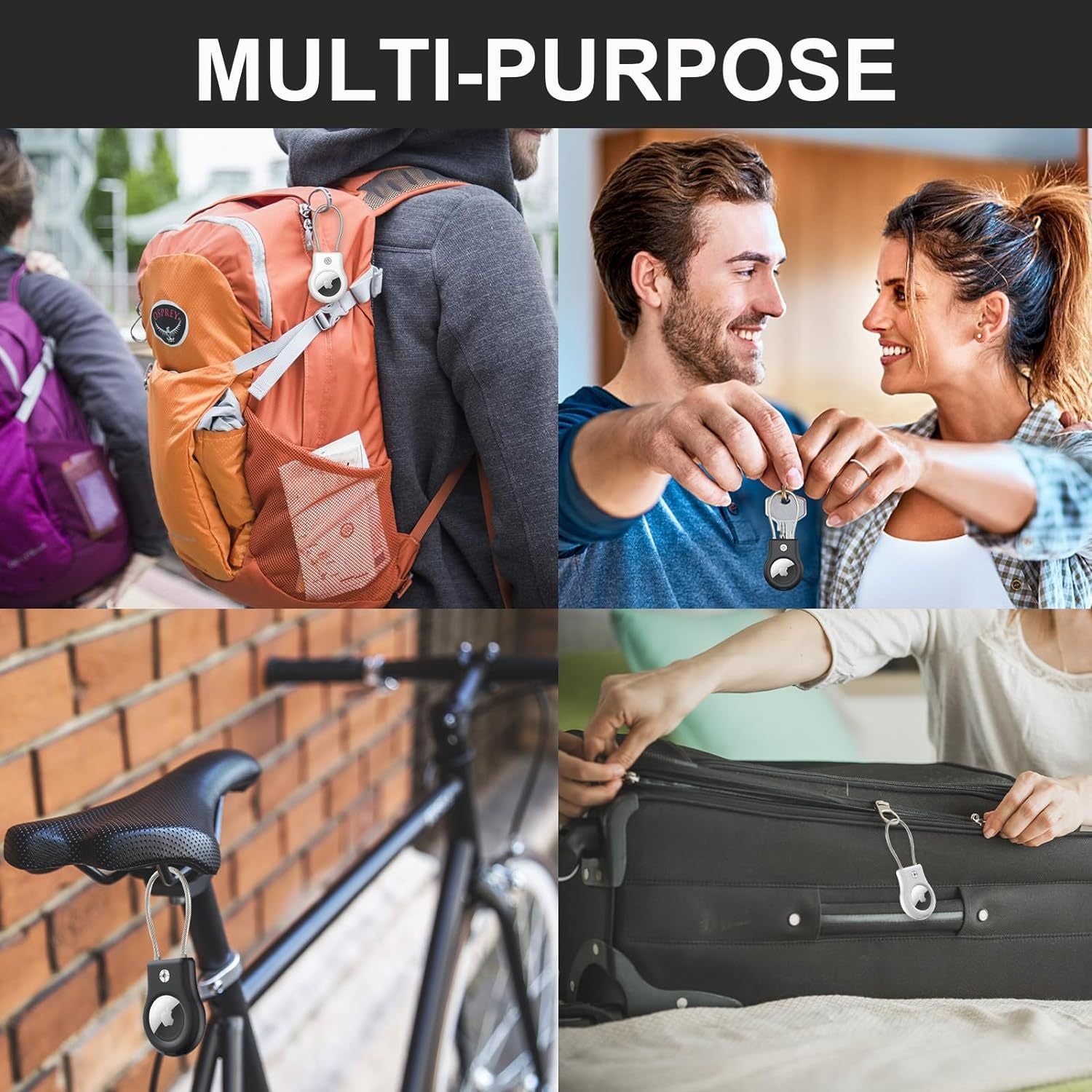 Durable Hard Plastic AirTag Keychain Holder with Lock Case for Luggage