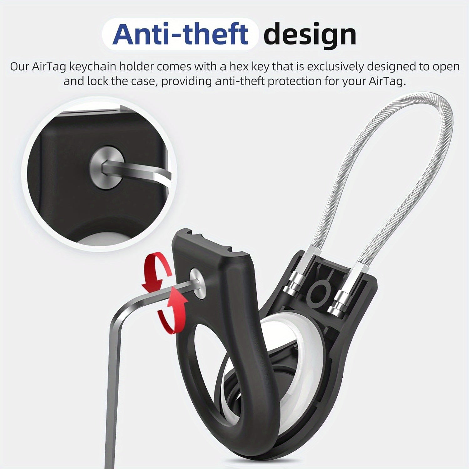 Durable Hard Plastic AirTag Keychain Holder with Lock Case for Luggage