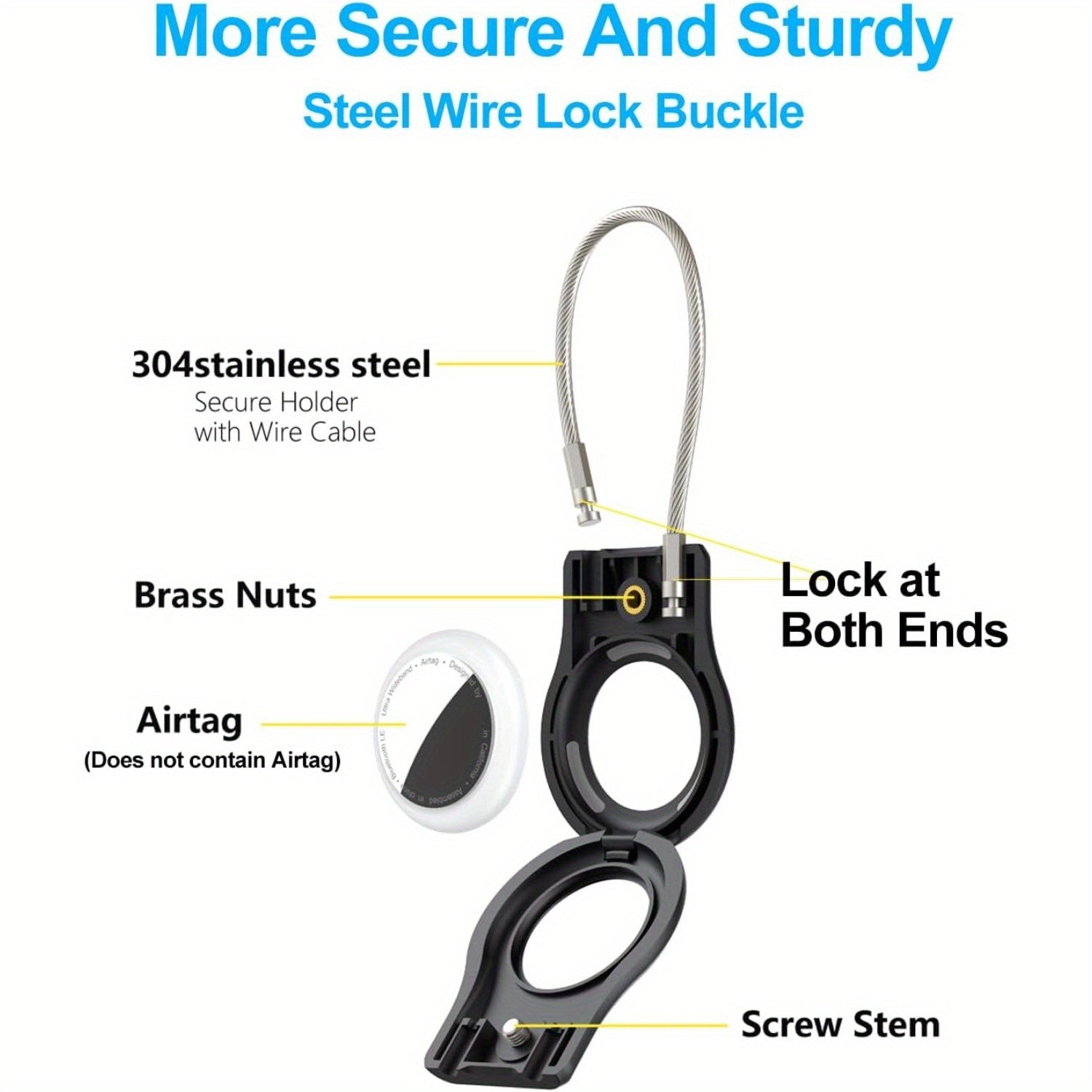 Durable Hard Plastic AirTag Keychain Holder with Lock Case for Luggage