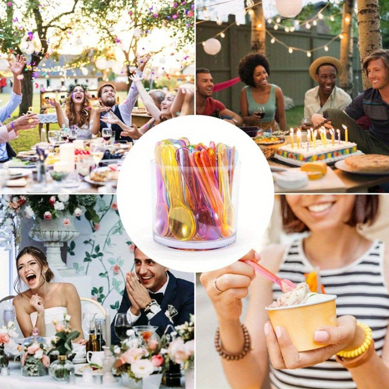 Vibrant Disposable Plastic Spoons for Yogurt Ice Cream Desserts See-Through