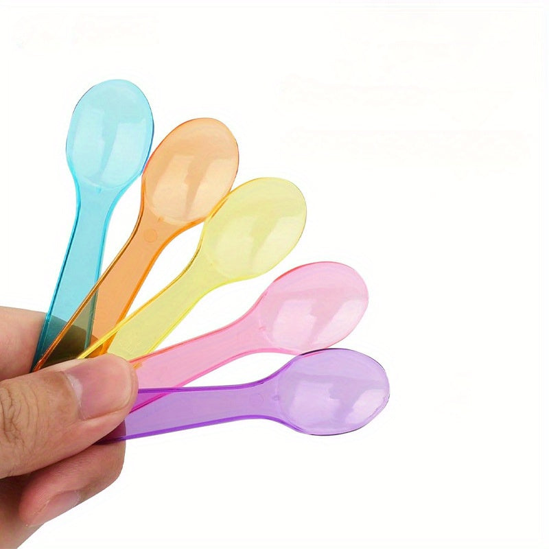 Vibrant Disposable Plastic Spoons for Yogurt Ice Cream Desserts See-Through