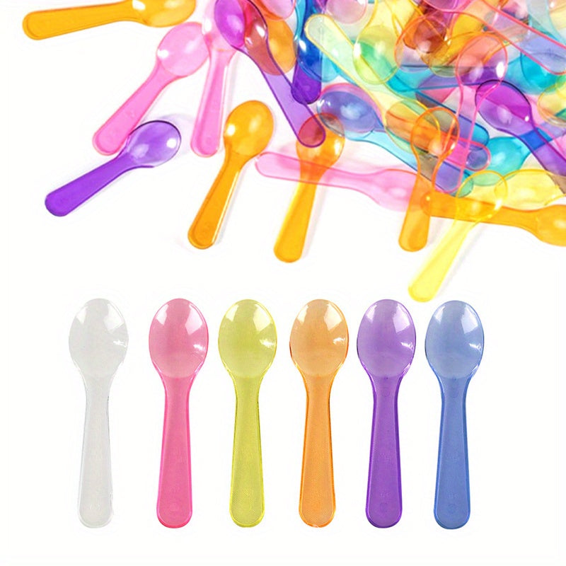 Vibrant Disposable Plastic Spoons for Yogurt Ice Cream Desserts See-Through