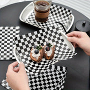 Checkerboard Wax Paper Doilies 100 Pieces Rectangular Food Wrapping Sheets