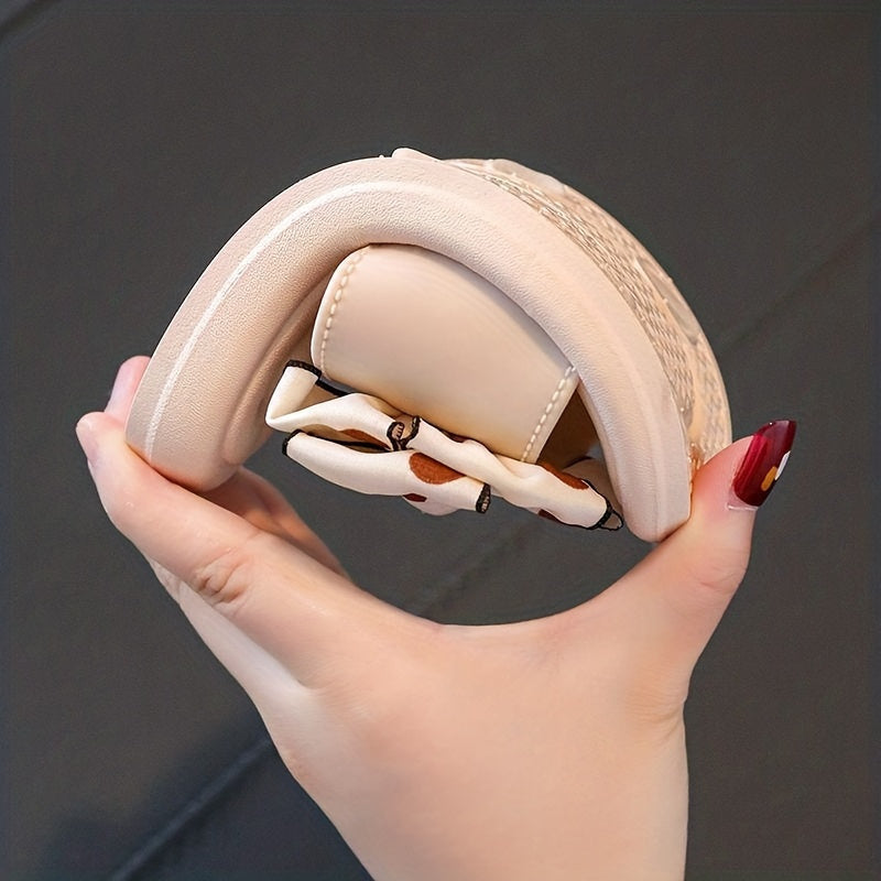 Qizlar uchun zamonaviy bowknot ochiq barmoqli uy poyabzallari, havo o'tkazuvchi va engil, ichki foydalanish uchun sirpanmaydigan.