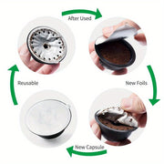 Qahva kapsulalari uchun alyuminiy folga qopqog'i, bir martalik yopinganlar, stikerlar, podlar
