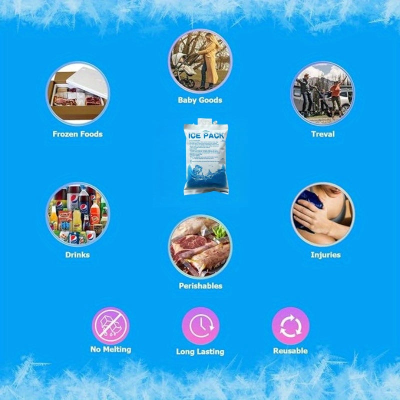 10-Pack Reusable Ice Packs Leakproof Cooling Bags for Food and Cooler Storage