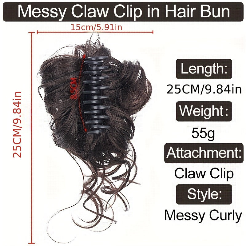 Women Messy Bun Claw Clip Hairpiece Natural Fluffy Ponytail Extension