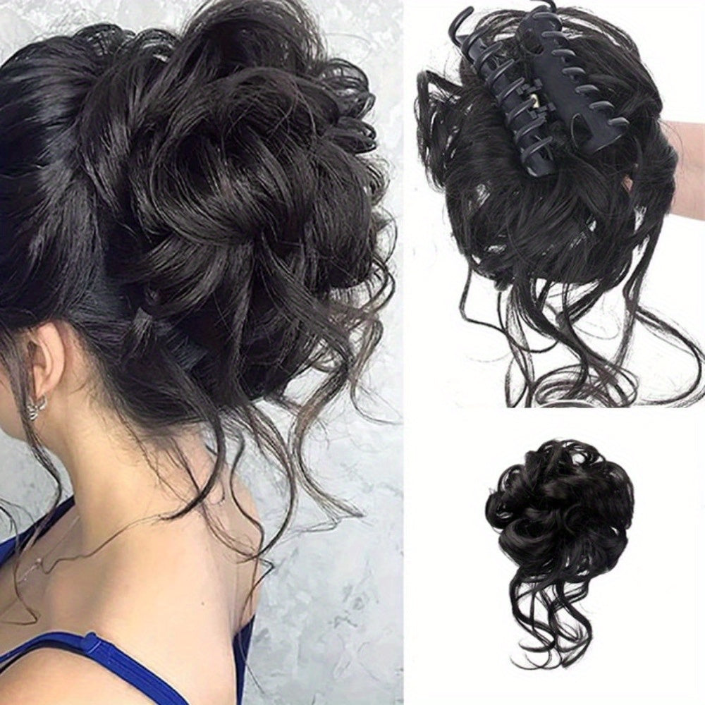 Women Messy Bun Claw Clip Hairpiece Natural Fluffy Ponytail Extension