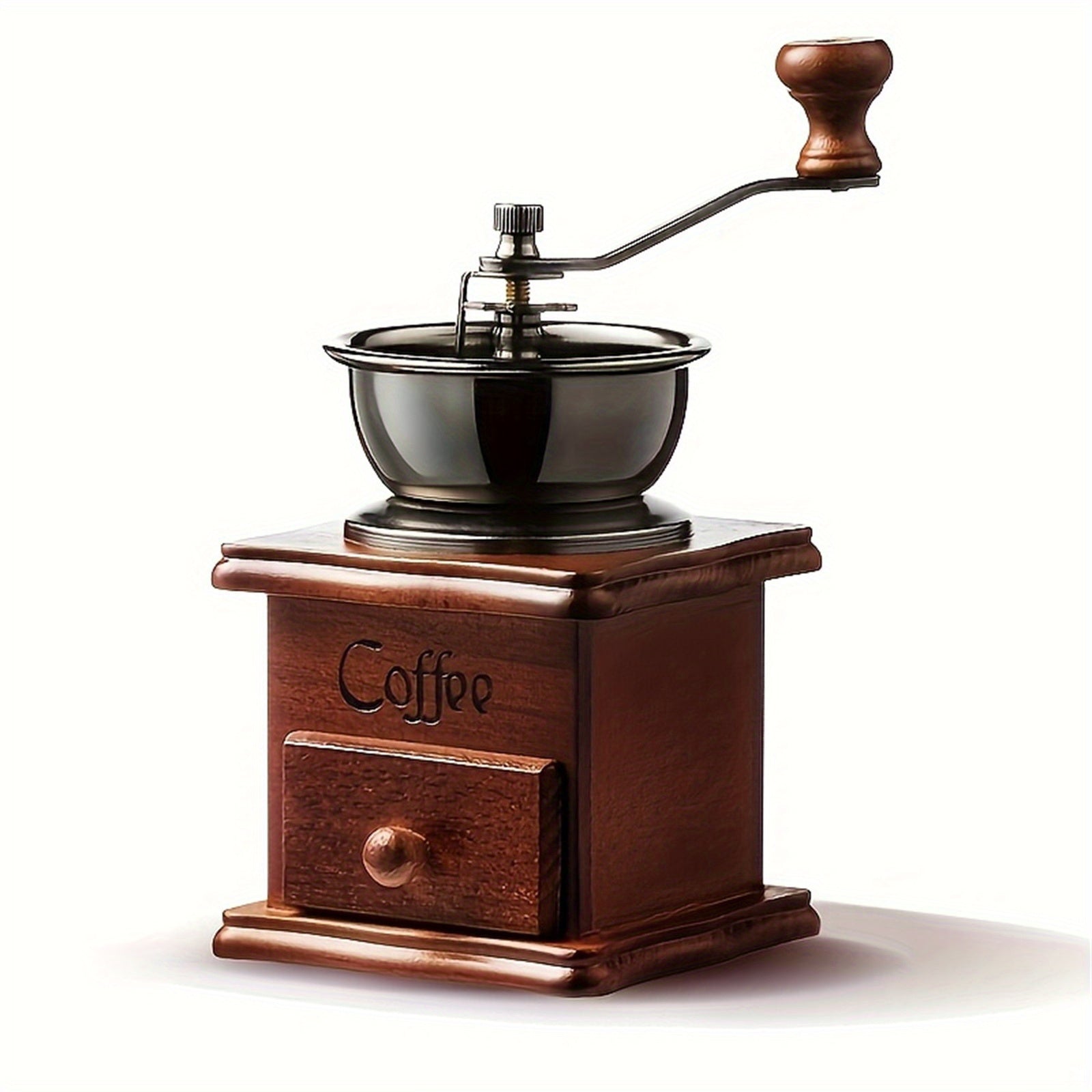 Hand-Cranked Wooden Coffee Bean Mill Stainless Steel Manual Espresso Grinder