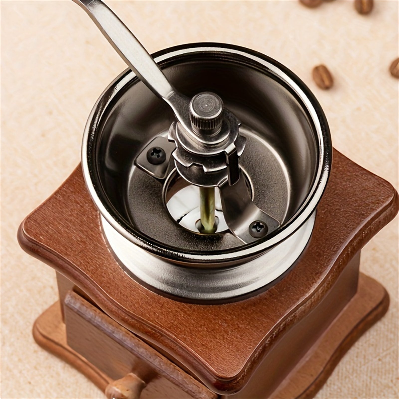 Hand-Cranked Wooden Coffee Bean Mill Stainless Steel Manual Espresso Grinder