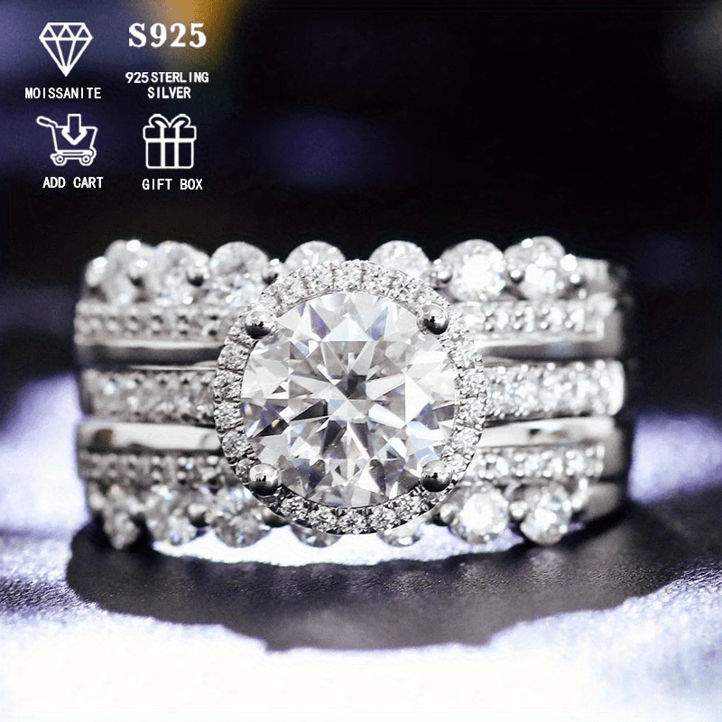 Zarif 2ct Moissanite To'plami - Gippoallergen S925 Sterling Silver bilan tayyorlangan, Ayollar uchun mo'ljallangan Nafis Sudya Usuli, Yubileylar va Maxsus Tadbirlarni Nishonlash uchun Ideal, Sertifikat va Chiroyli Sovg'a Qutisi bilan birga keladi.