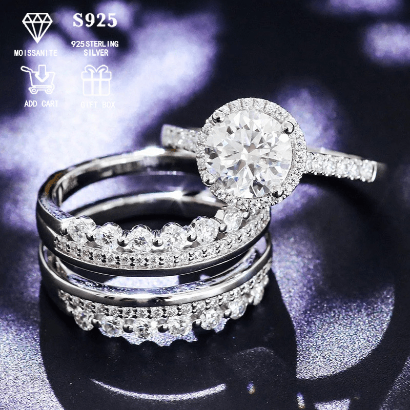 Zarif 2ct Moissanite To'plami - Gippoallergen S925 Sterling Silver bilan tayyorlangan, Ayollar uchun mo'ljallangan Nafis Sudya Usuli, Yubileylar va Maxsus Tadbirlarni Nishonlash uchun Ideal, Sertifikat va Chiroyli Sovg'a Qutisi bilan birga keladi.