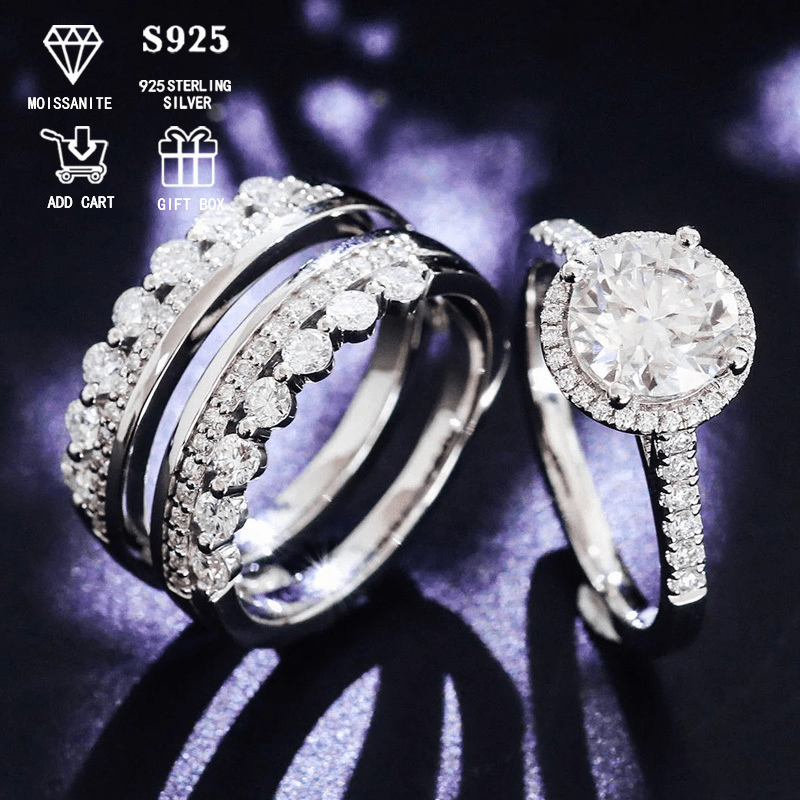 Zarif 2ct Moissanite To'plami - Gippoallergen S925 Sterling Silver bilan tayyorlangan, Ayollar uchun mo'ljallangan Nafis Sudya Usuli, Yubileylar va Maxsus Tadbirlarni Nishonlash uchun Ideal, Sertifikat va Chiroyli Sovg'a Qutisi bilan birga keladi.