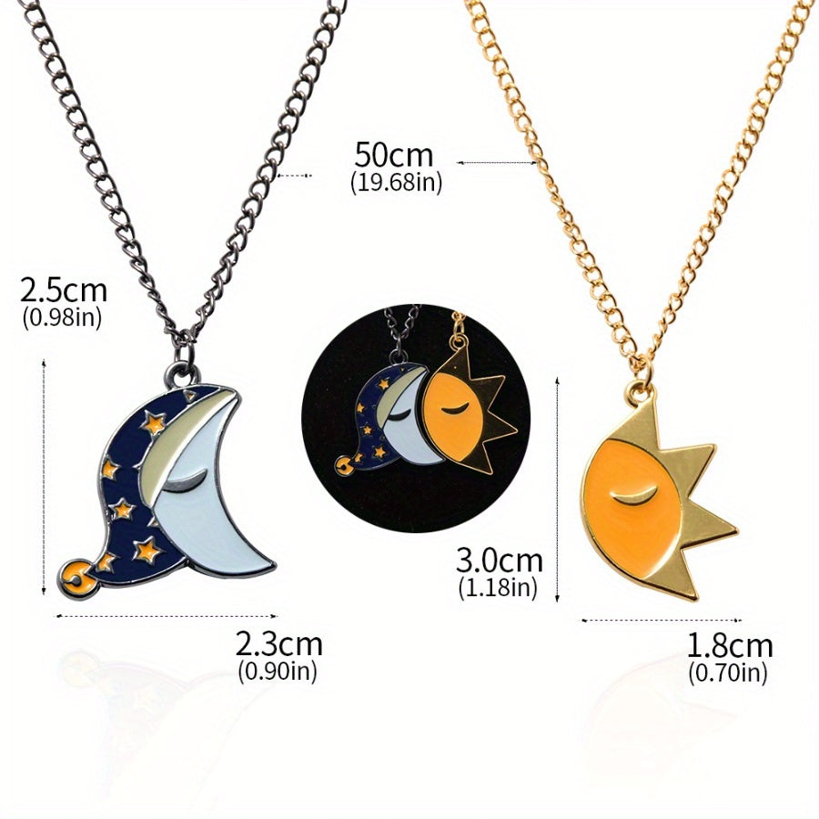 Yoshlar uchun Quyosh va Oy Emal Pendanti Do'stlik Zanjiri, Fnaf dizayni bilan. Qizlar va mashhur o'yin muxlislari uchun mukammal zargarlik sovg'asi.