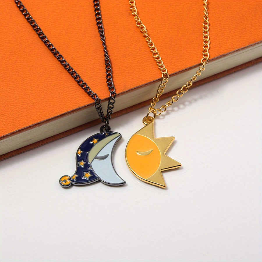 Yoshlar uchun Quyosh va Oy Emal Pendanti Do'stlik Zanjiri, Fnaf dizayni bilan. Qizlar va mashhur o'yin muxlislari uchun mukammal zargarlik sovg'asi.