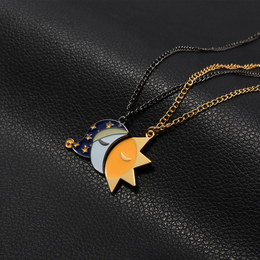 Yoshlar uchun Quyosh va Oy Emal Pendanti Do'stlik Zanjiri, Fnaf dizayni bilan. Qizlar va mashhur o'yin muxlislari uchun mukammal zargarlik sovg'asi.