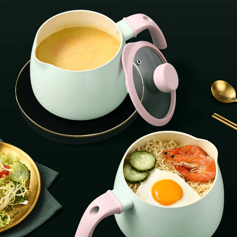 Yopishqoq keramika souspan pot to'plami, 1.7QT, pechda xavfsiz, pushti rang, PFAS-siz, sog'liqni qo'llab-quvvatlaydi