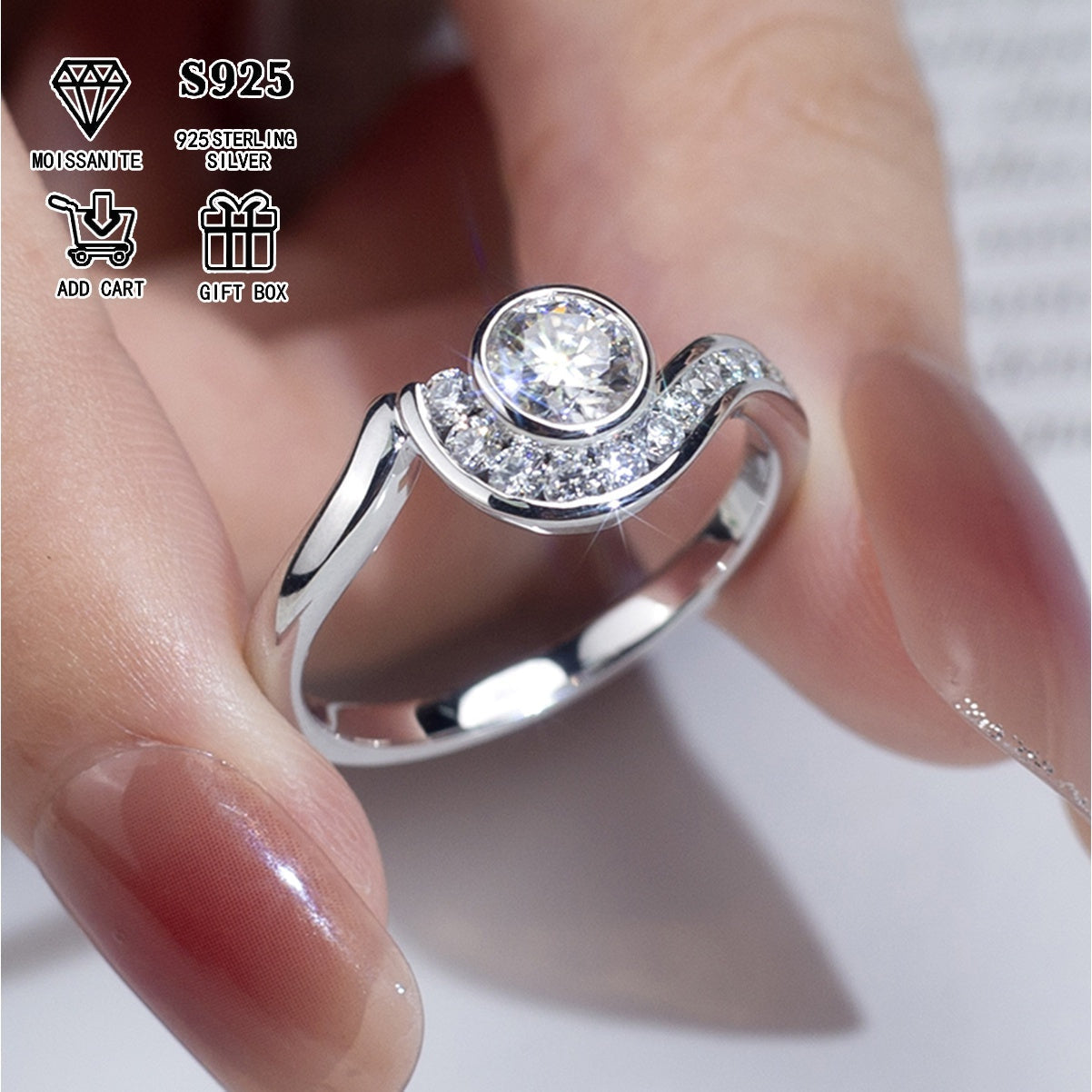 Ajoyib 2Ct/1Ct Moissanite Nikoh uzuki - Gippoallergen S925 Sterling Silver bilan tayyorlangan, Har kuni va maxsus tadbirlar uchun ideal, Sovg'a qutisi va sertifikat bilan birga keladi.