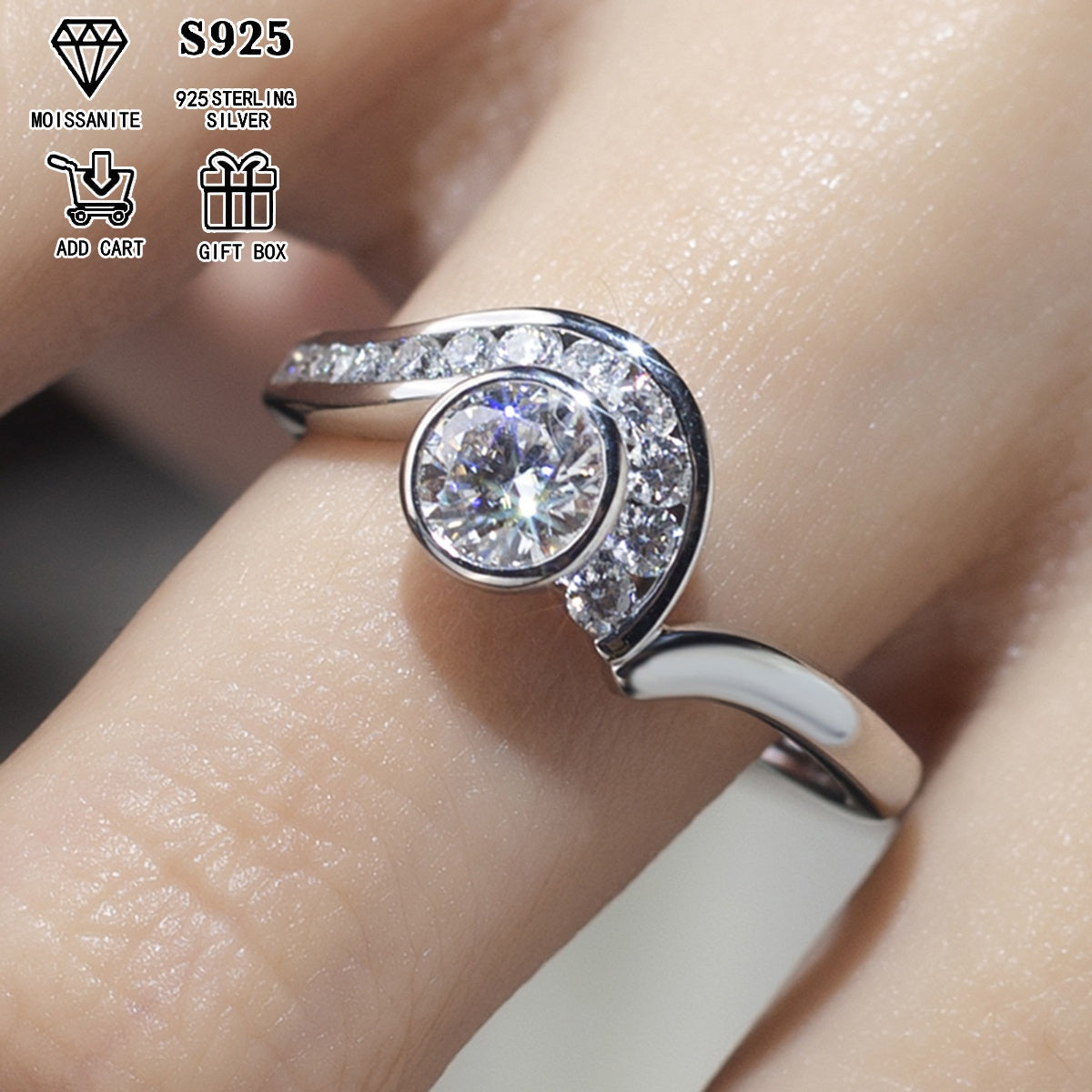 Ajoyib 2Ct/1Ct Moissanite Nikoh uzuki - Gippoallergen S925 Sterling Silver bilan tayyorlangan, Har kuni va maxsus tadbirlar uchun ideal, Sovg'a qutisi va sertifikat bilan birga keladi.