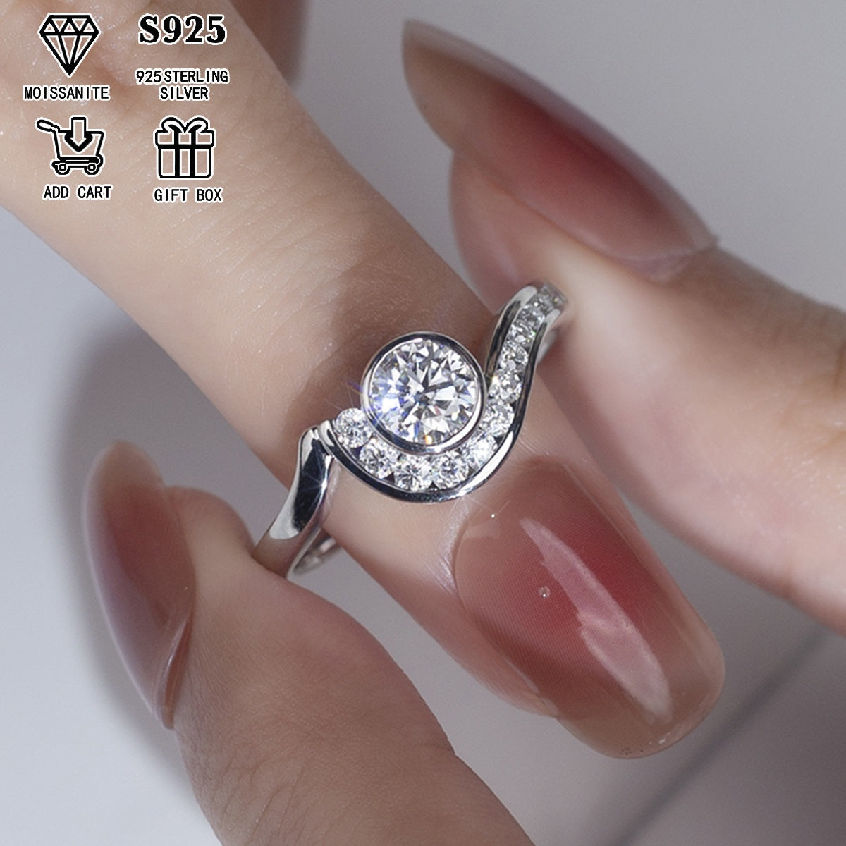 Ajoyib 2Ct/1Ct Moissanite Nikoh uzuki - Gippoallergen S925 Sterling Silver bilan tayyorlangan, Har kuni va maxsus tadbirlar uchun ideal, Sovg'a qutisi va sertifikat bilan birga keladi.