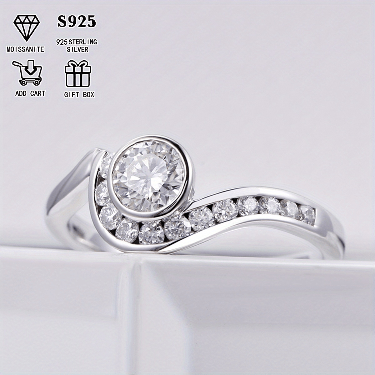 Ajoyib 2Ct/1Ct Moissanite Nikoh uzuki - Gippoallergen S925 Sterling Silver bilan tayyorlangan, Har kuni va maxsus tadbirlar uchun ideal, Sovg'a qutisi va sertifikat bilan birga keladi.