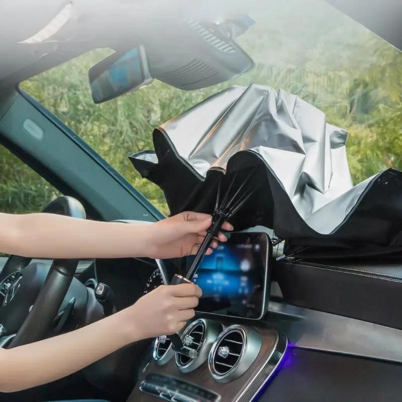 Universal avtomobil quyosh nuri himoyachisi, tortib olinadigan shisha oynasi quyoshdan himoya qilish, issiqlik izolyatsiyasi